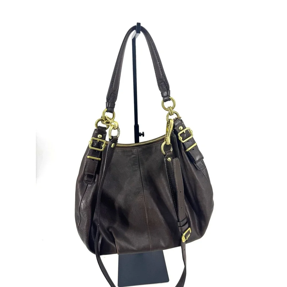 Coach Madison Sophia Mahogany Brown Leather Hobo Bag 15959 Brass Hardware - Picture 2 of 4